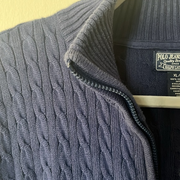 POLO JEANS COMPANY / RALPH LAUREN MFG / NAVY Half zip-up PULL OVER / Men’s - Picture 6 of 12